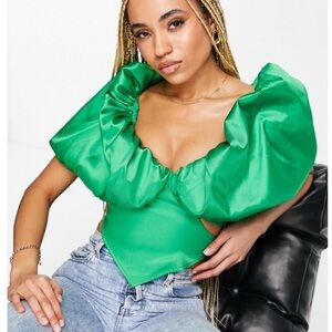 ASOS LUXE Satin Cropped Blouse with zipper